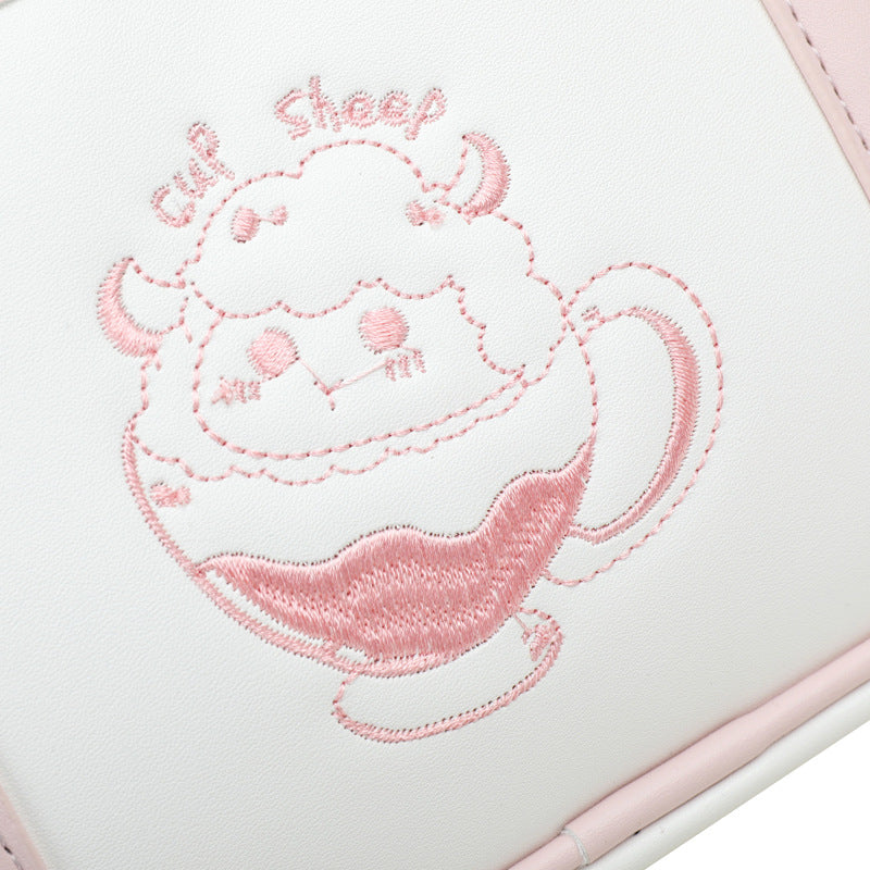 Cute Cartoon Embroidery Contrast Color Leisure Shoulder Bags