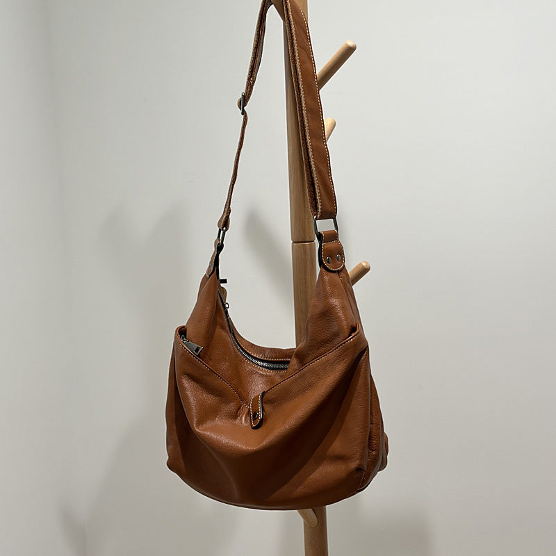 Korean Leather Large Top Layer Cowhide Crossbody Bags