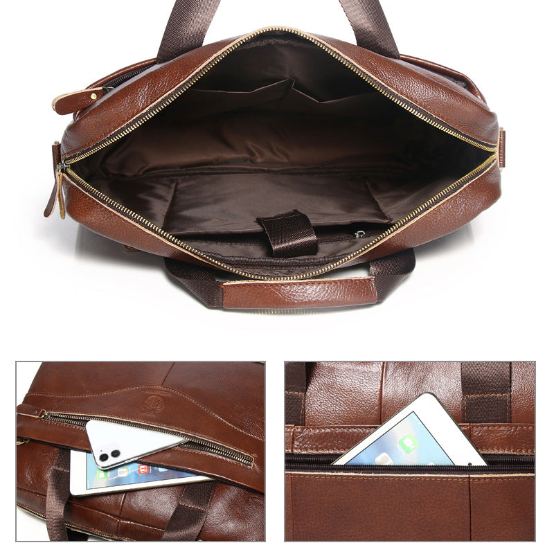 Men's Leather First Layer Cowhide Portfolio Computer Men's Briefcases