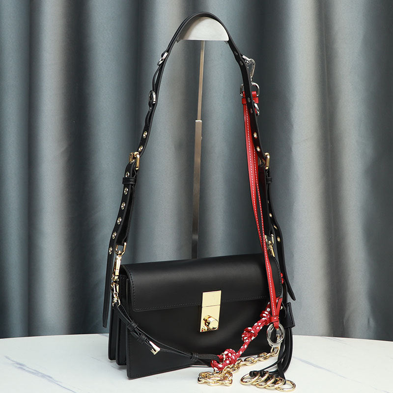 Women's Motorcycle Retro Ornaments Flip Twist Genuine Small Square Bags
