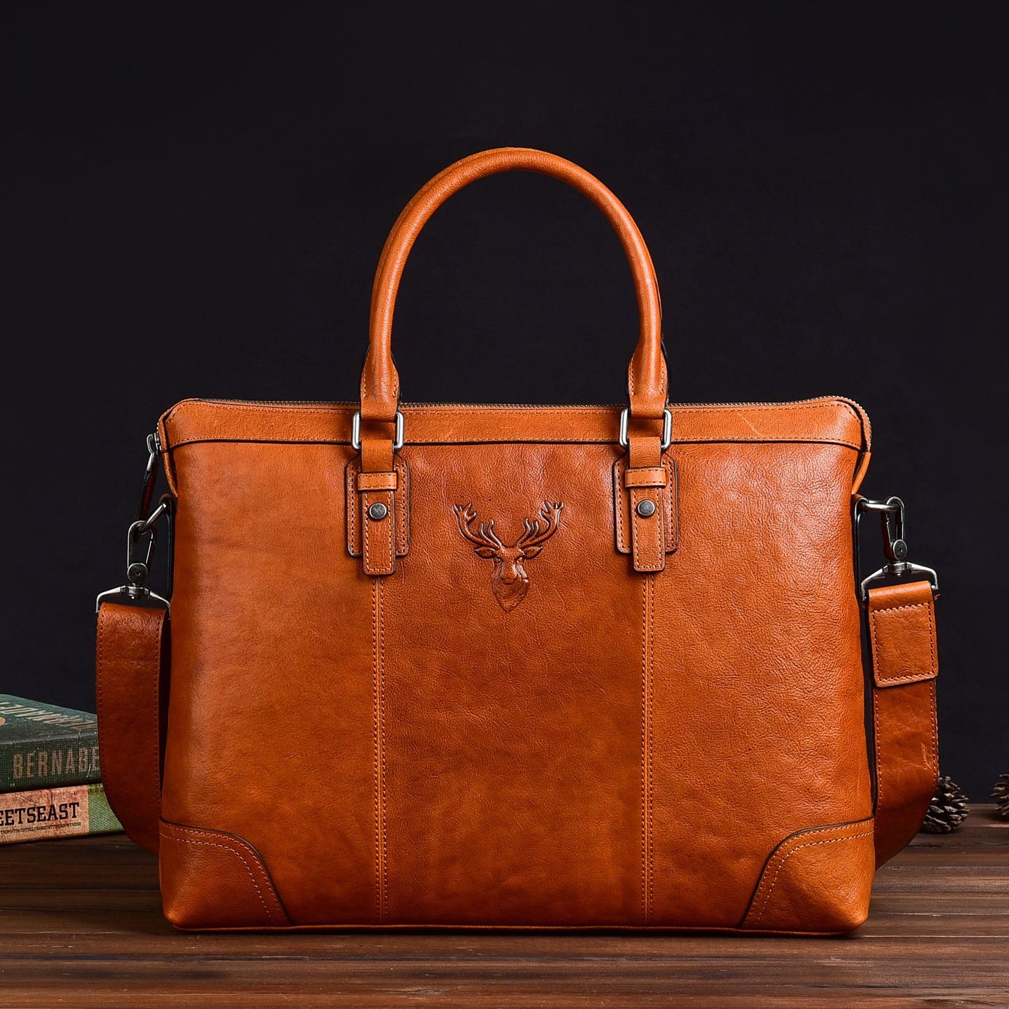 Men's Layer Tree Height Vegetable Tanning Leather Men's Briefcases