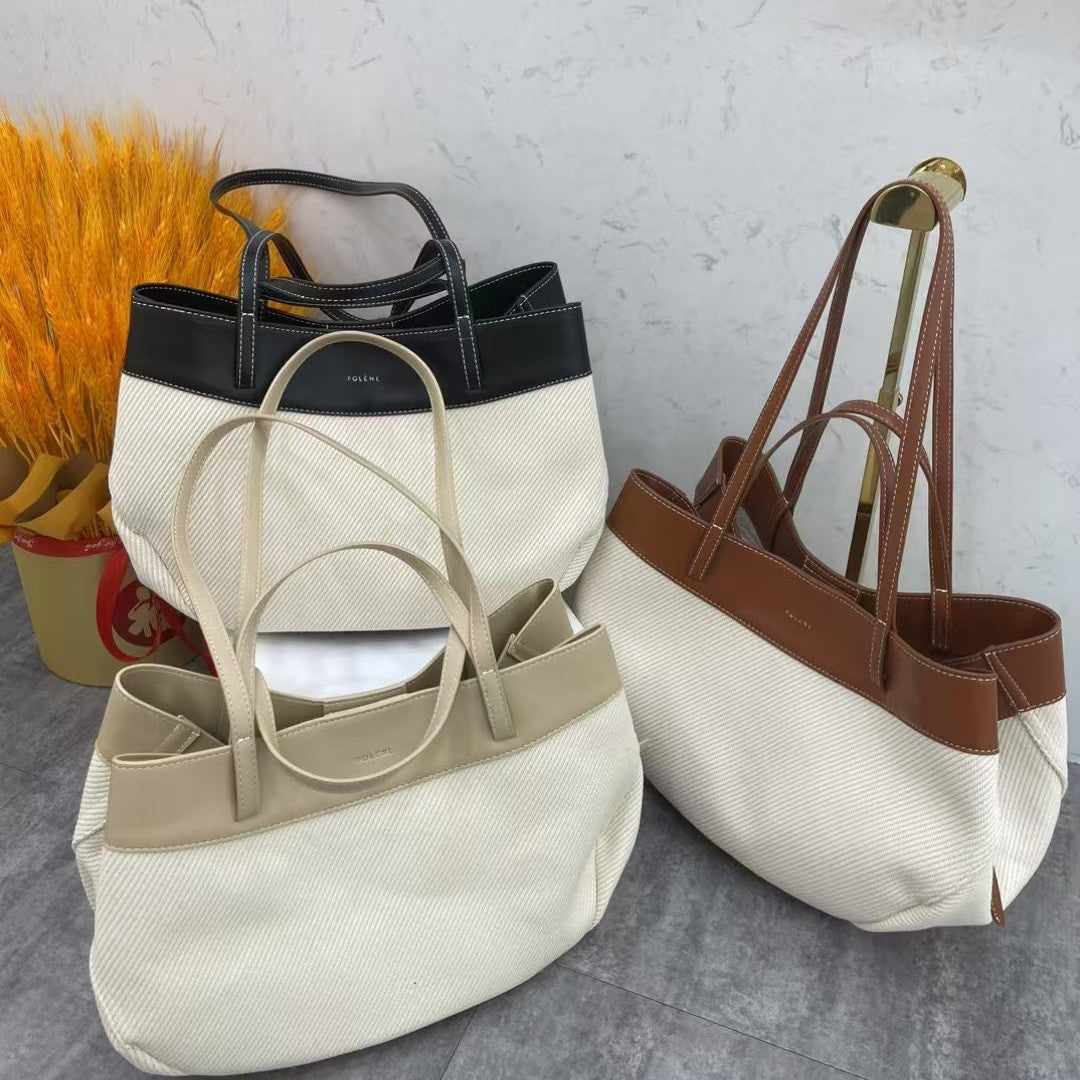 Women's Knitted Stitching Portable Large Capacity Commuter Tote Bags