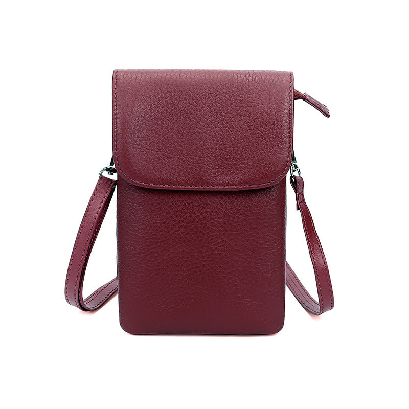 Women's First Layer Soft Cowhide Simple Fashion Phone Bags
