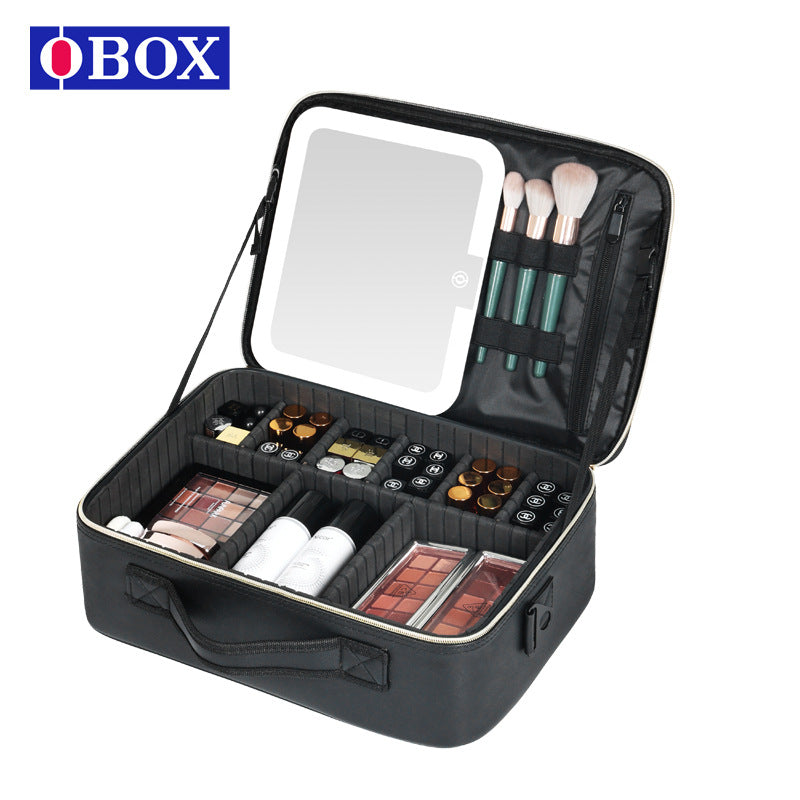Women's Fashion Plaid With Mirror Cosmetics Storage Bags