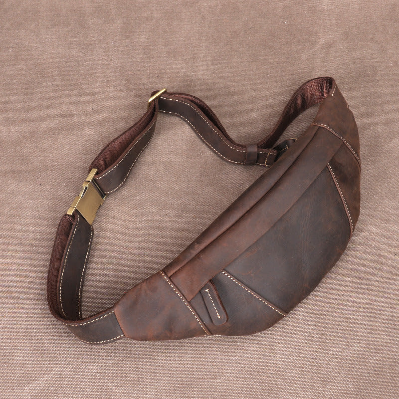 Men's Crazy Horse Leather Convenient Cowhide Men's Waist Packs