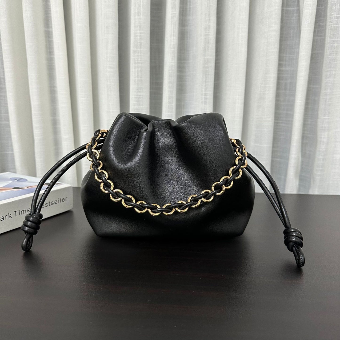 Women's Genuine Leather Lucky Drawstring Simple Cloud Crossbody Bags