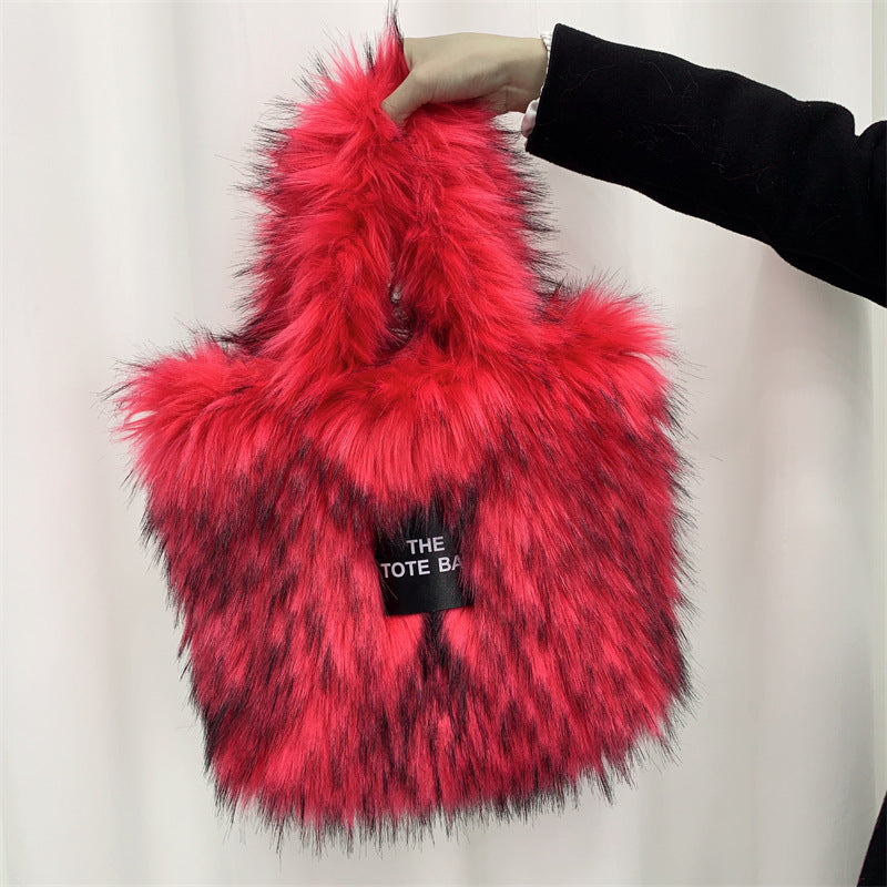 Raccoon Fur Plush Large Capacity Totes Tote Bags