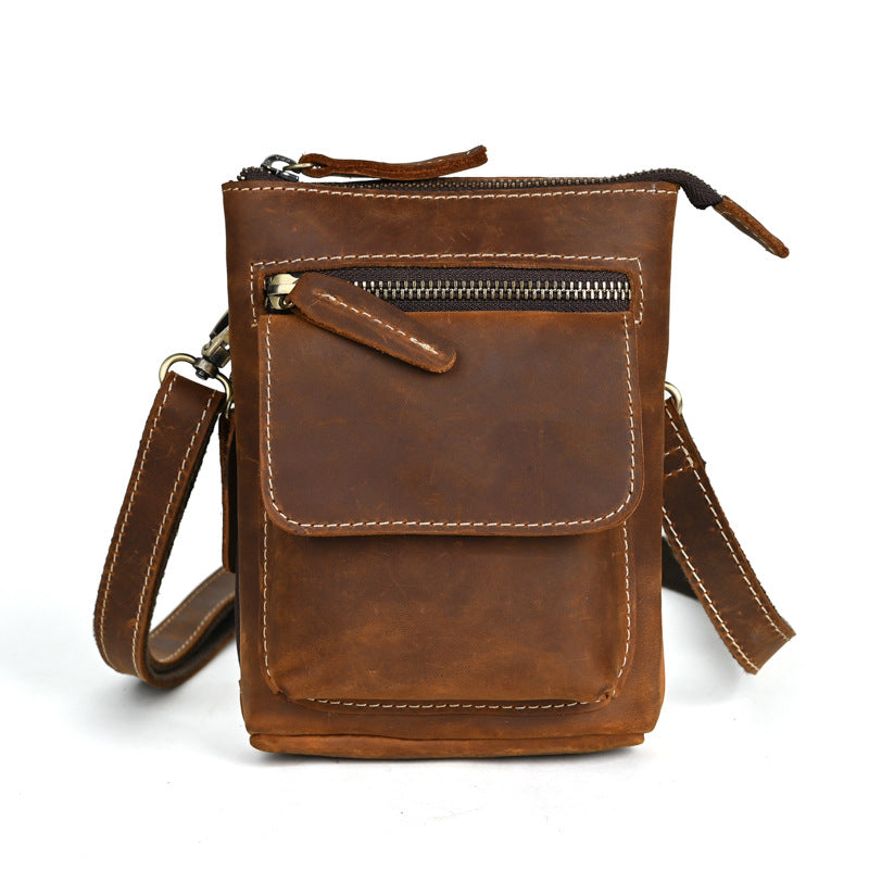 Men's Crazy Horse Leather Vintage First Layer Phone Bags