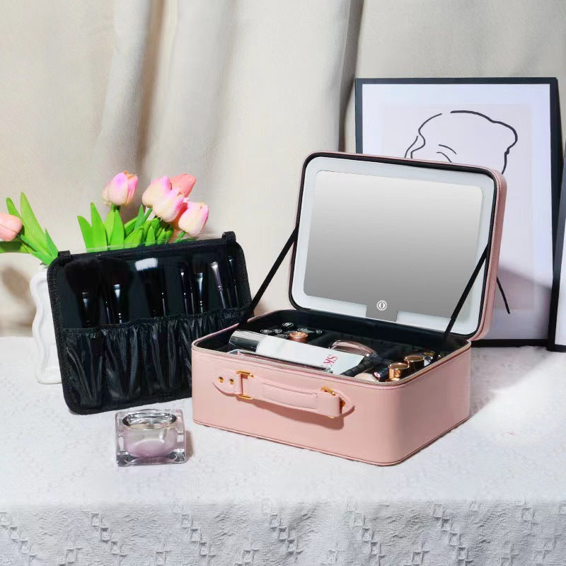 Three-color Mirror With Light Back Lifting Cosmetic Cases
