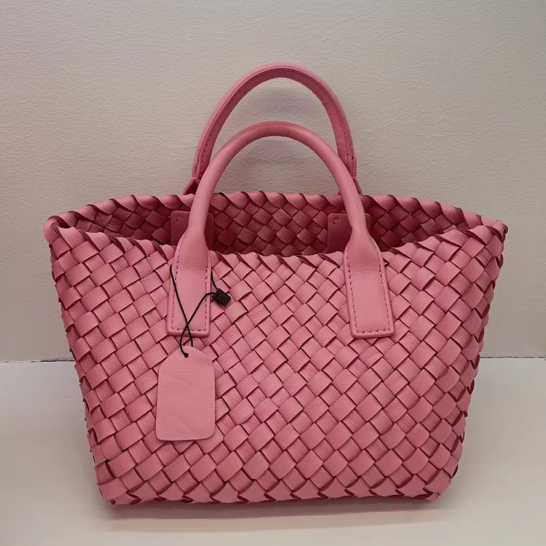Women's Fashion Sheepskin Hand-woven Vegetable Basket Genuine Crossbody Bags