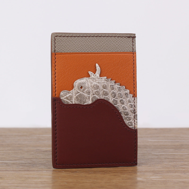 Zodiac Crocodile Sheepskin Hand Sewing Multiple Card Holder