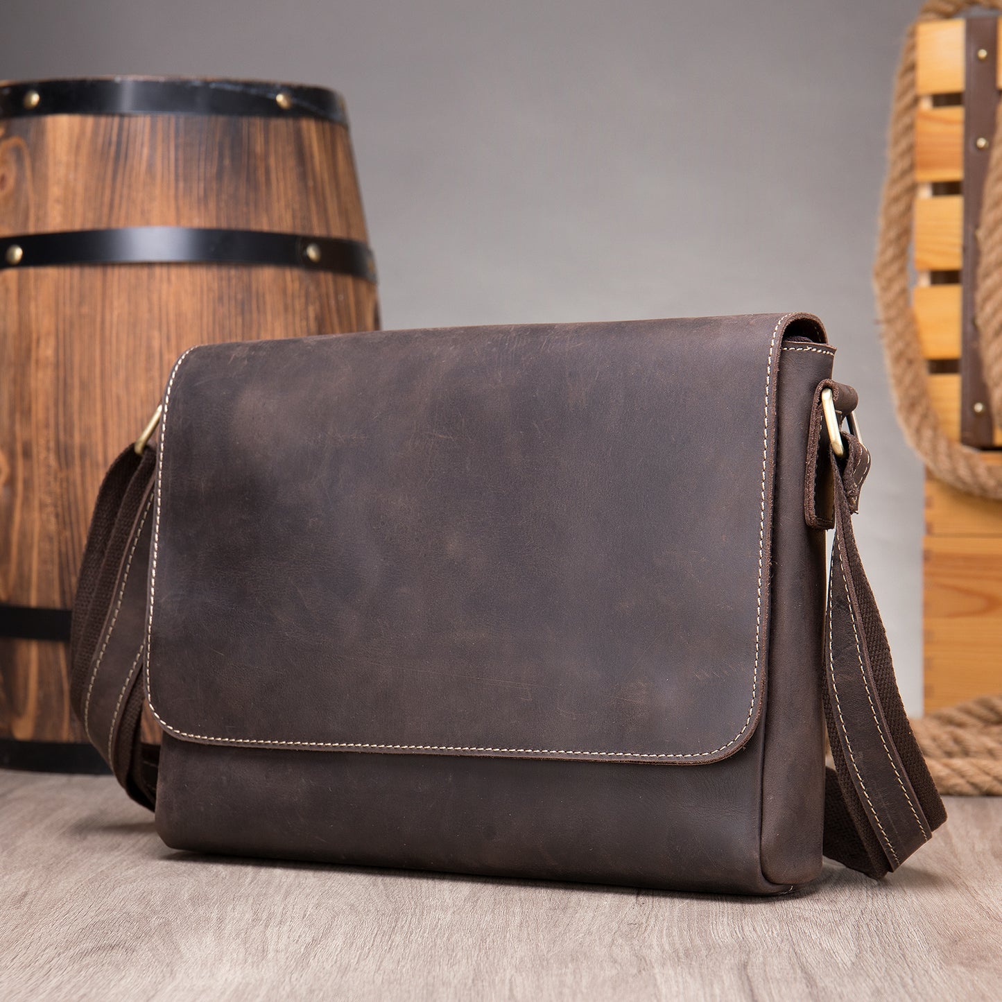 Men's Retro Crazy Horse Leather Genuine Large Capacity Men's Bags