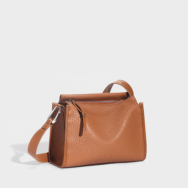 Women's Genuine Leather Fashionable High-grade Artistic Style Small Square Bags