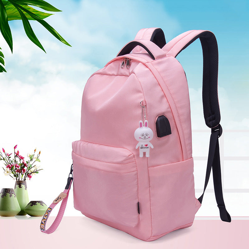 Waterproof Korean Style Fashion Rechargeable Female Backpacks