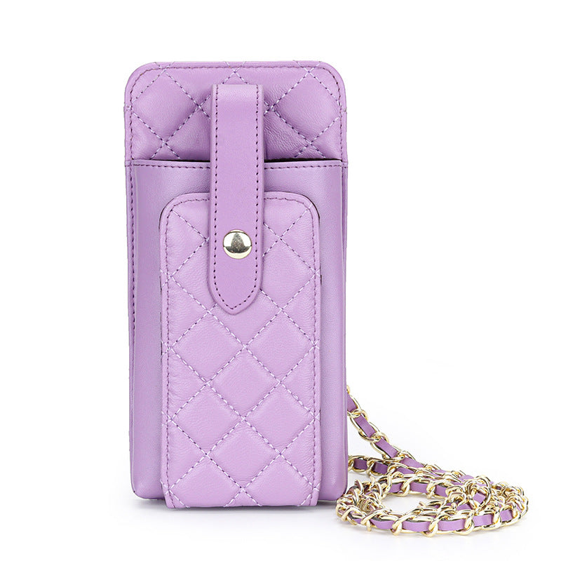 Women's Classic Style Rhombus Vertical Mobile Chain Phone Bags