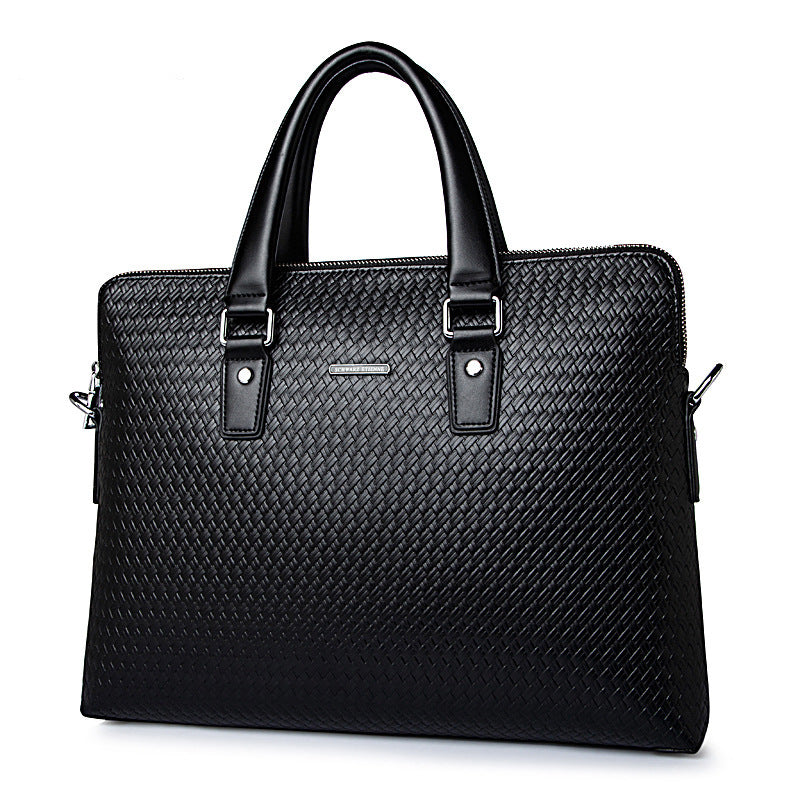 Men's Leather Large Capacity Business Computer Woven Men's Briefcases