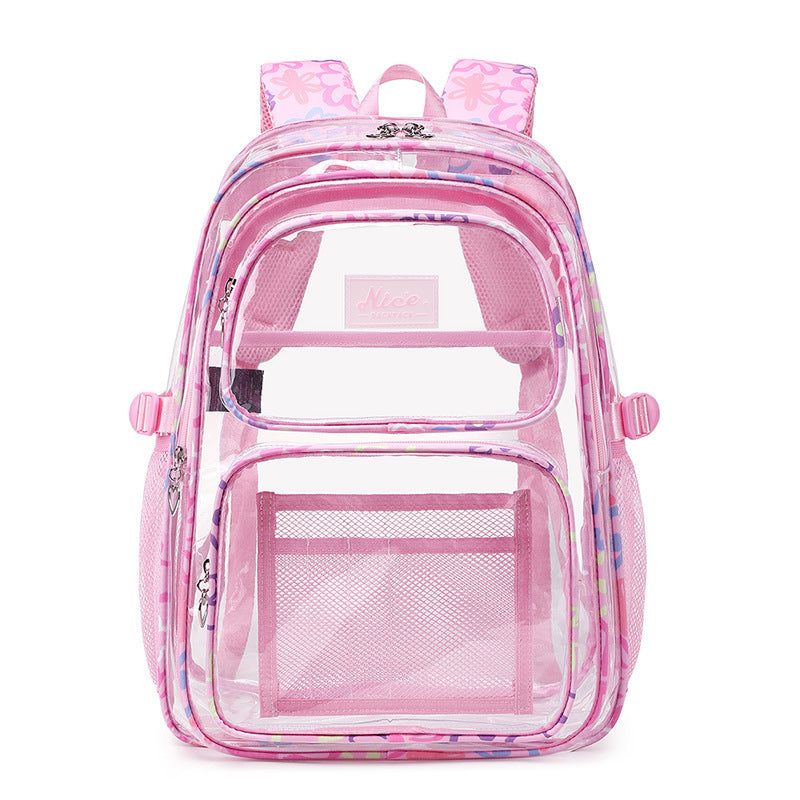 Women's Transparent Campus College Large Capacity Leisure Backpacks