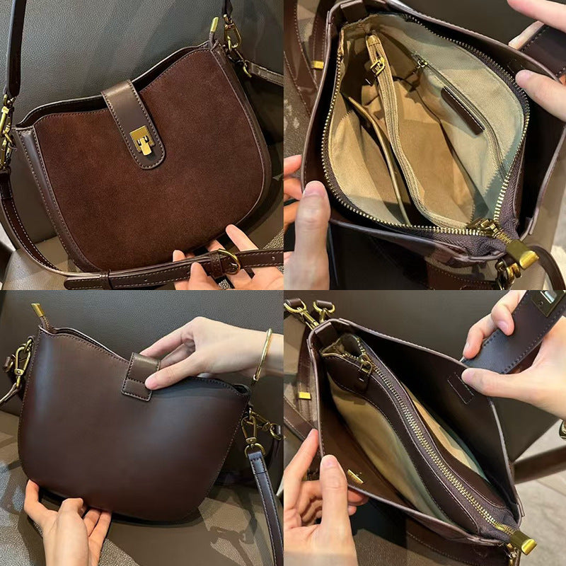Women's Leather Retro Fashion Frosted Cowhide High Crossbody Bags