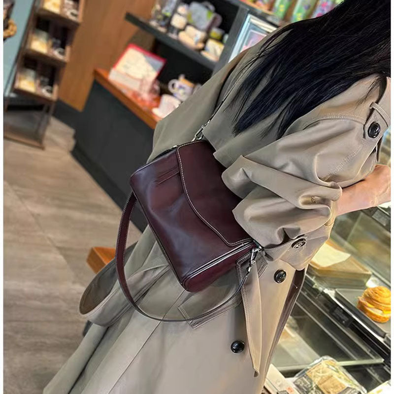 Women's Large Capacity Underarm First Layer Cowhide Shoulder Bags