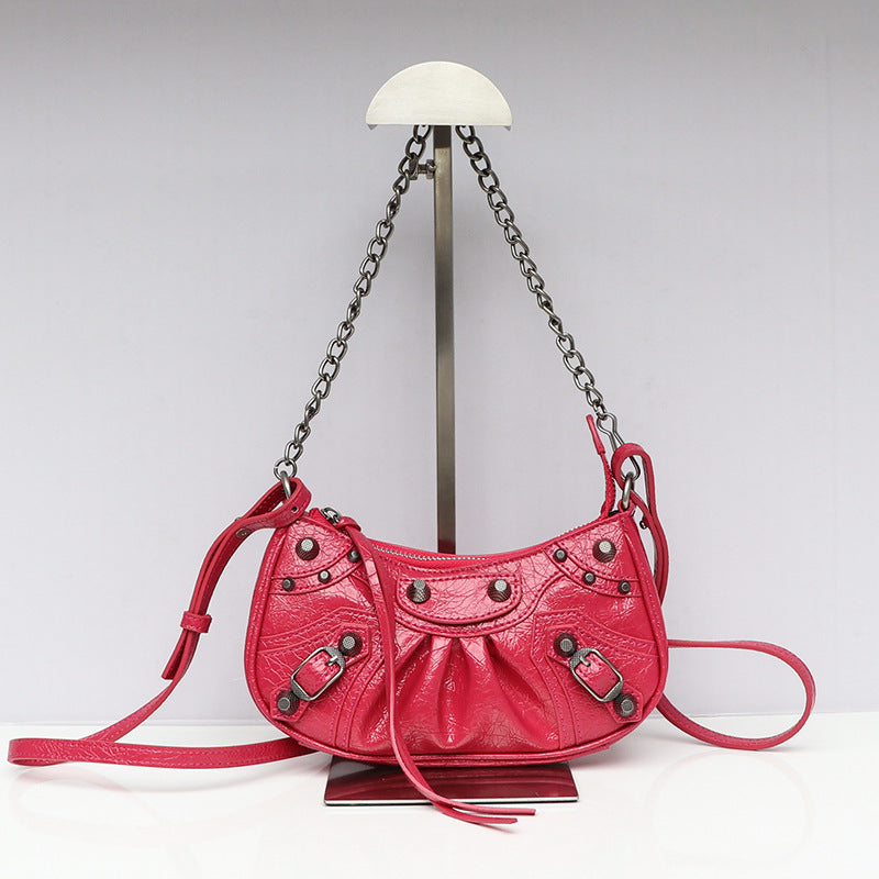 Motorcycle Female Street Hot Chain Rivet Oil Armpit Bags