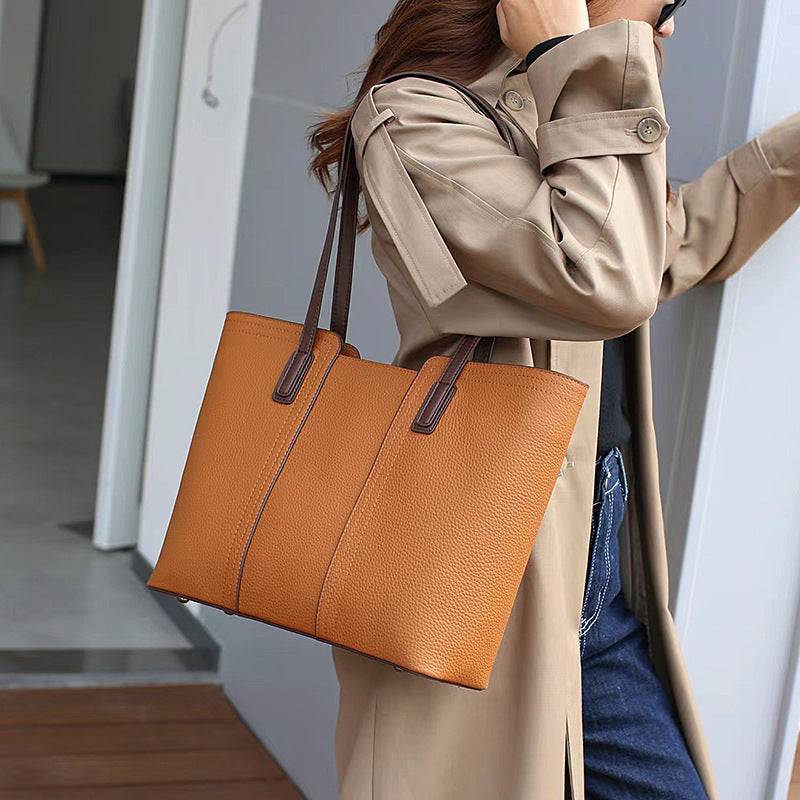 Women's Large Capacity Leather Graceful Niche Commuter Tote Bags