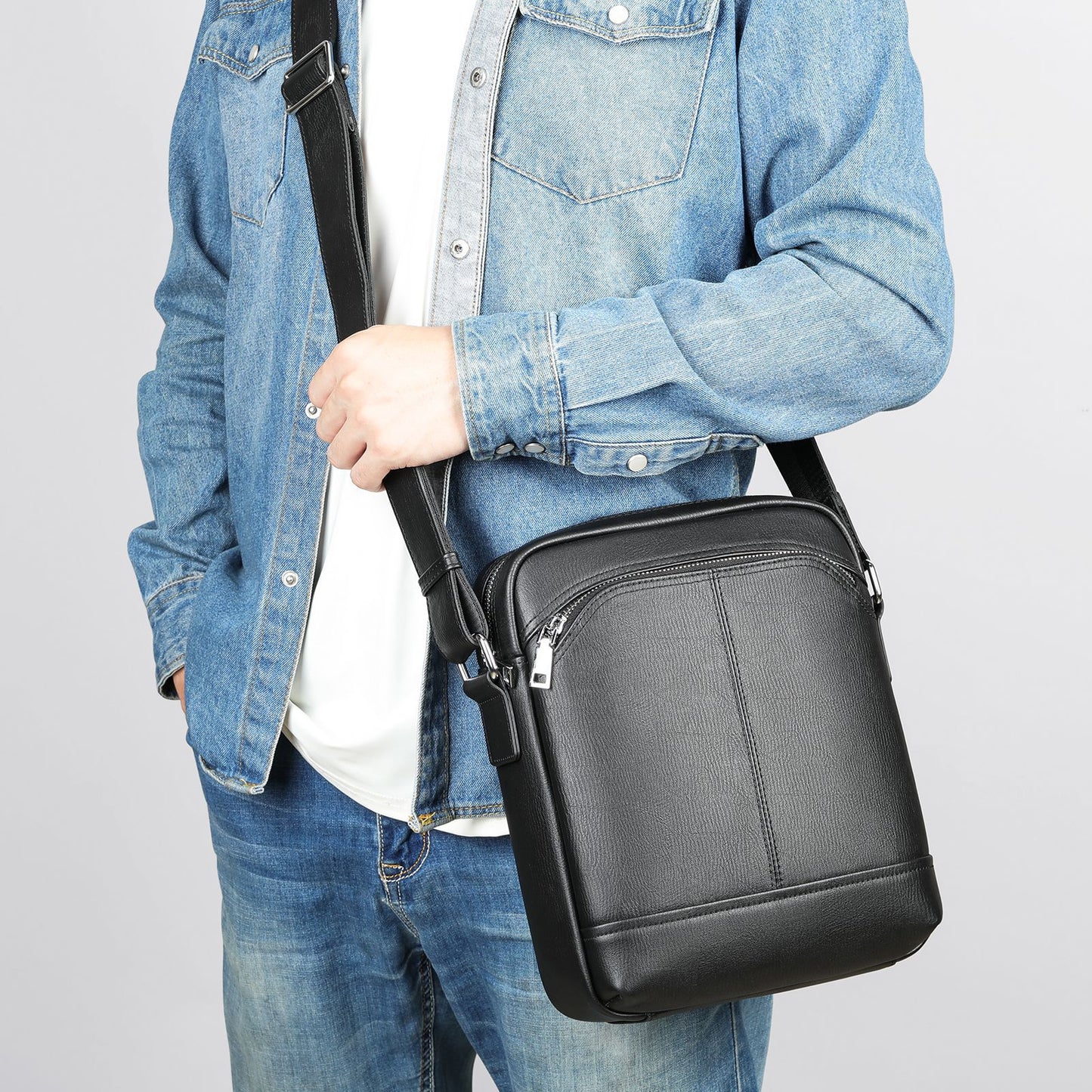 Men's Simple Soft Leather Trendy Top Layer Men's Shoulder Bags