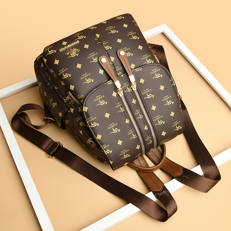 Women's Fashionable Large Capacity Soft Leather Trendy Backpacks