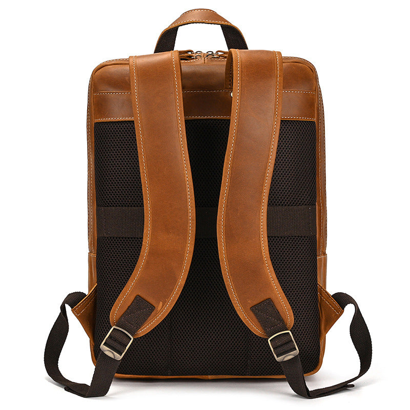 Men's Horse Leather Large Capacity Double Main Backpacks