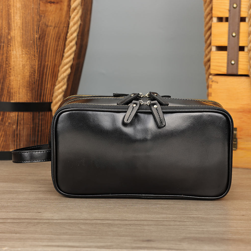 Men's Crazy Horse Leather Clutch Wash Large Men's Handbags