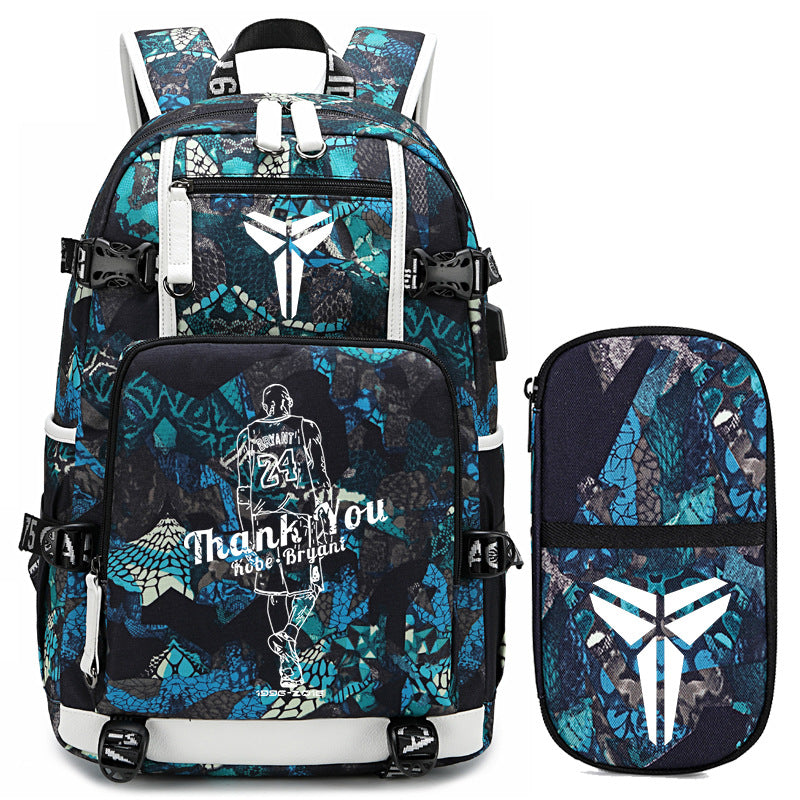 Men's Black Mamba Basketball Thermal Transfer Printing Backpacks
