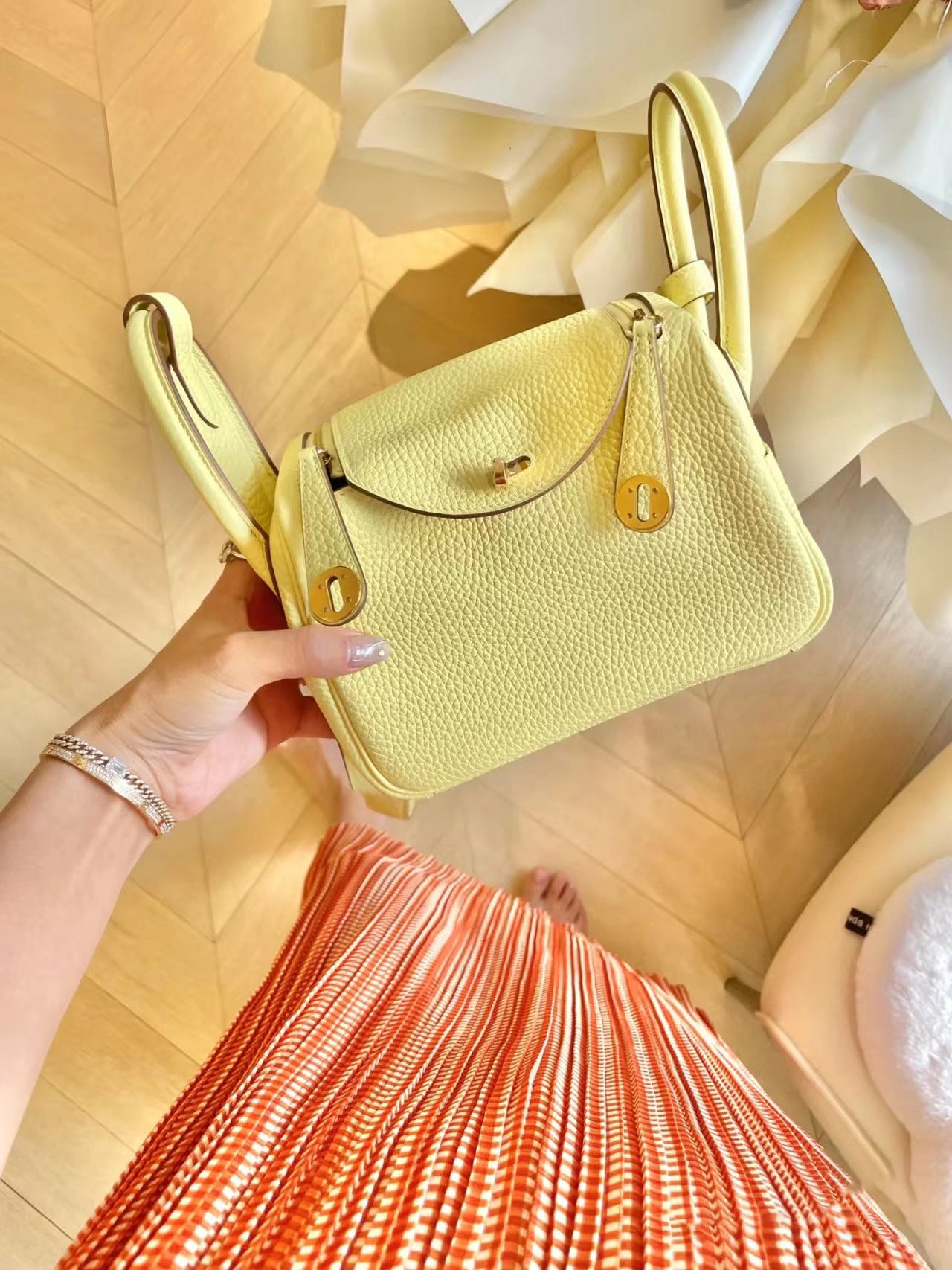 Imported Cowhide Wax Line Handmade Lindy Crossbody Bags