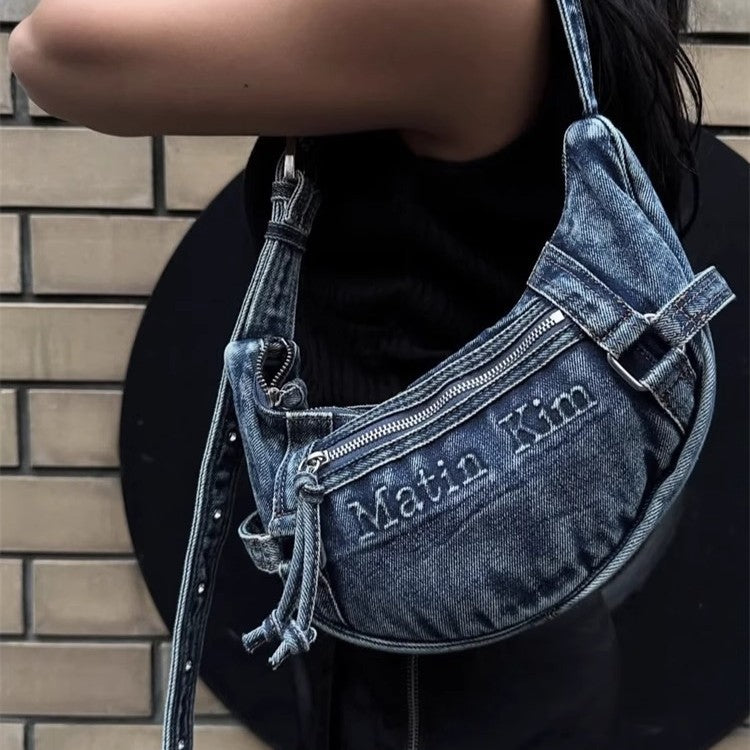 Jean Retro Washed Distressed Korean Style Shoulder Bags