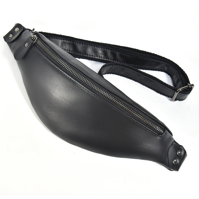 Women's & Men's & Horse Leather Genuine Blue Black Men's Chest Bags