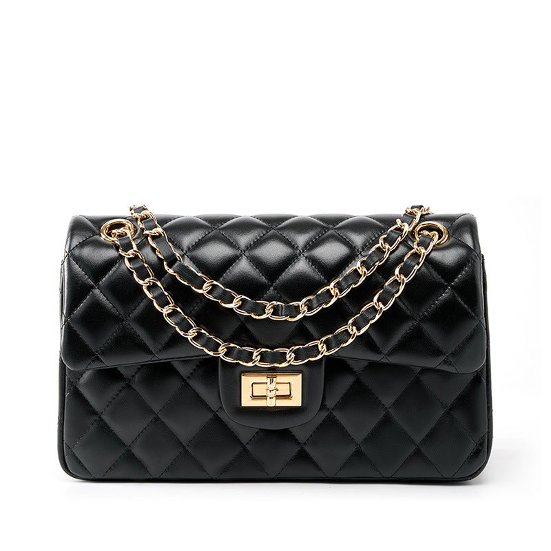 Women's Chain First Layer Cowhide Classic Style Light Shoulder Bags