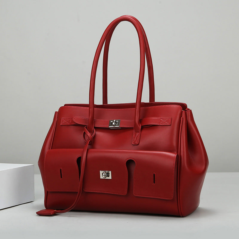 Women's Fashionable Large Capacity High-grade Simple Textured Tote Bags