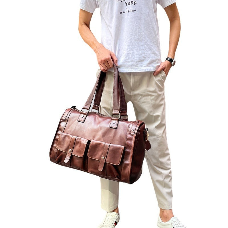 Leather Large Capacity Cowhide Storage Horizontal Travel Bags
