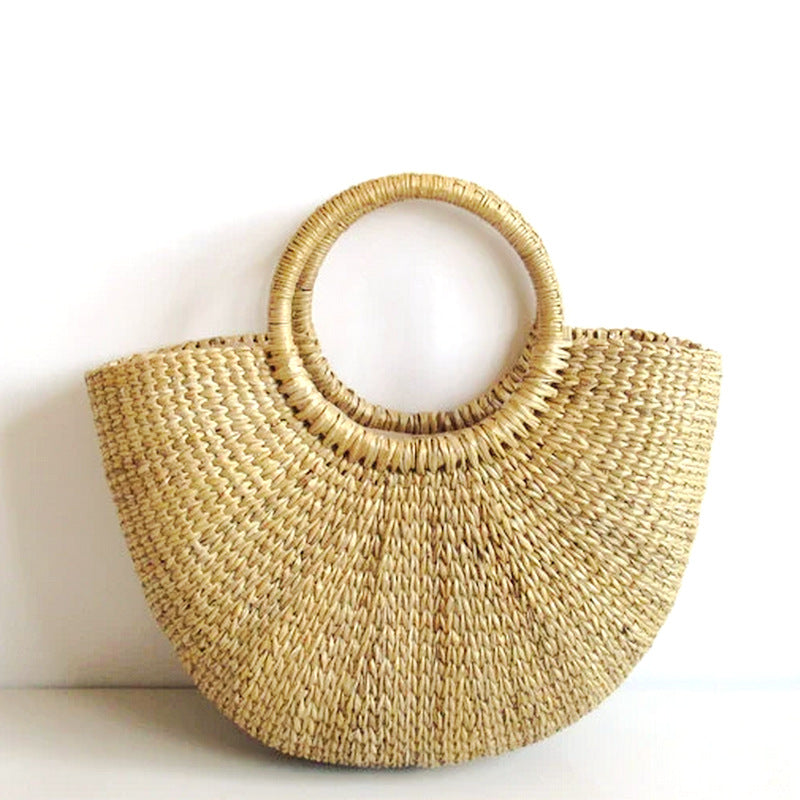 Woven Semicircle Hand Simple Solid Color Handbags