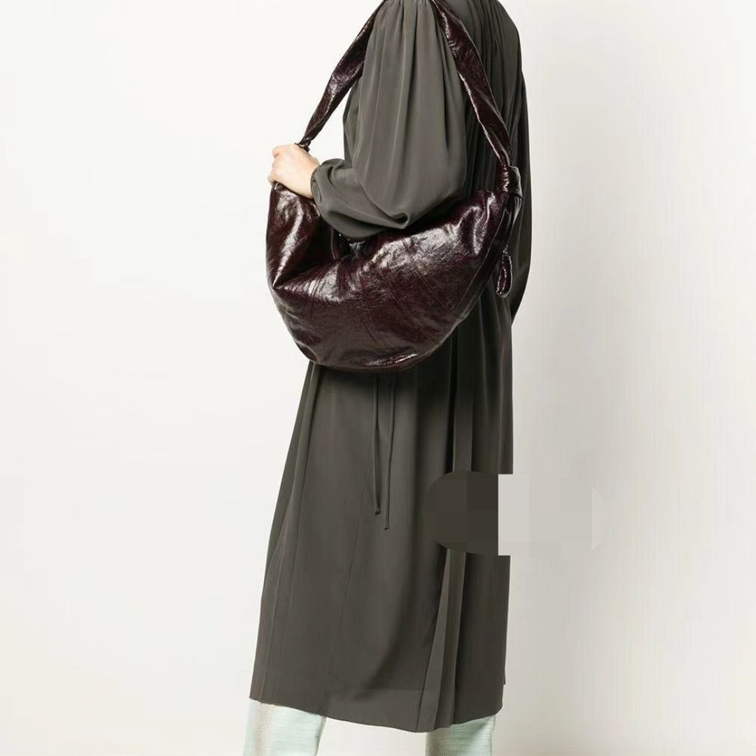 Croissant Design Tribute Texture Genuine Leather Crossbody Bags