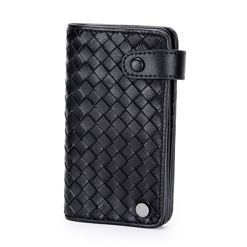 Women's & Men's Sheepskin Woven Large Capacity Genuine Leather Card Holder