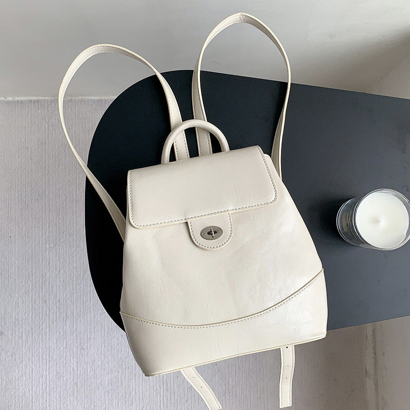 Oil Wax Leather Flip Wild Retro Backpacks