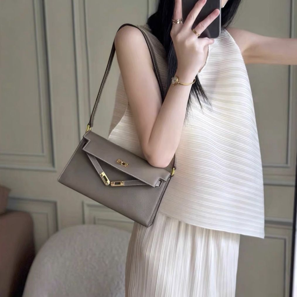 High-grade Genuine Leather Goat Pattern Kelly Armpit Bags