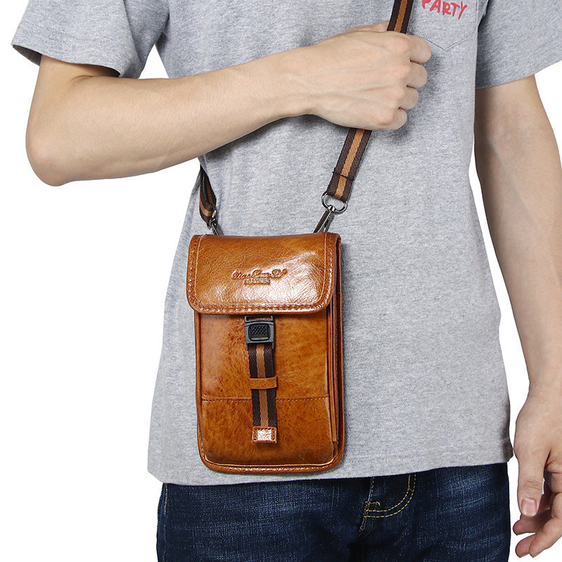 Men's Attractive Leather Credentials Mini Cowhide Phone Bags