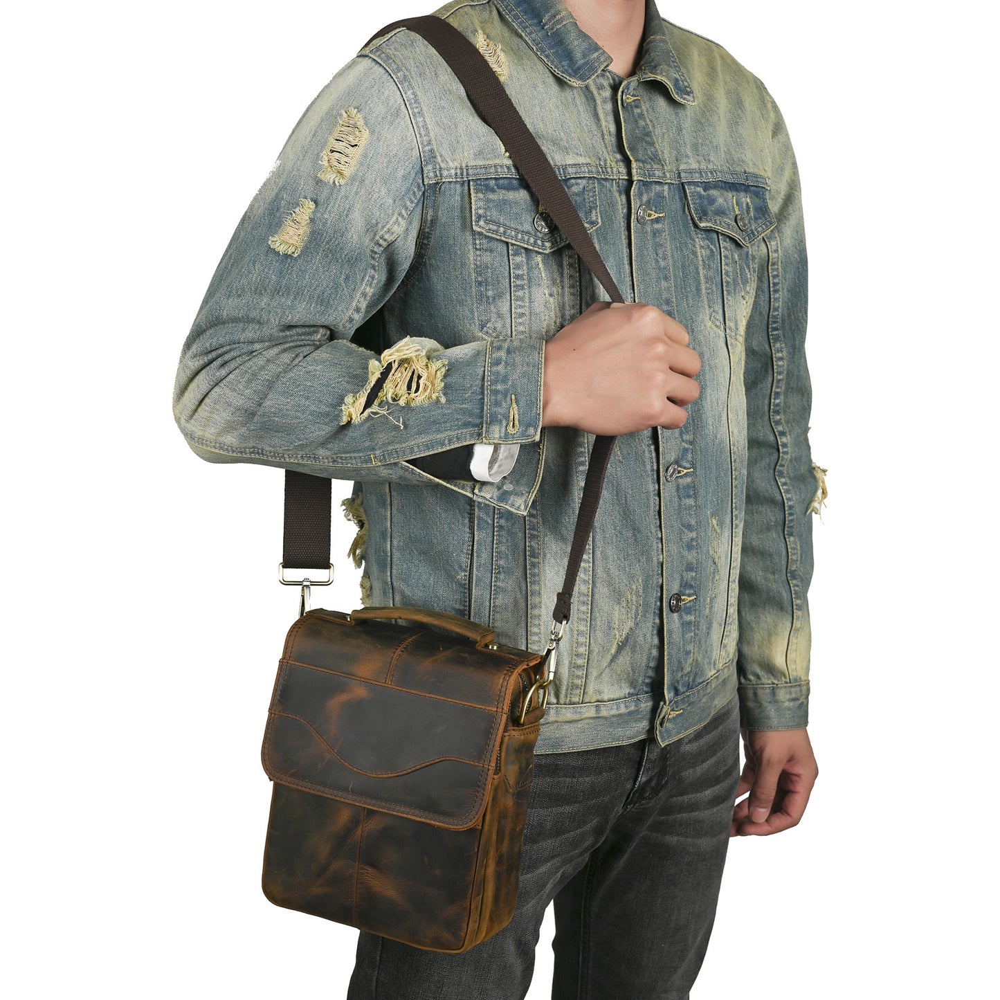 Men's Layer Crazy Horse Skin Cowhide Retro Men's Messenger Bags