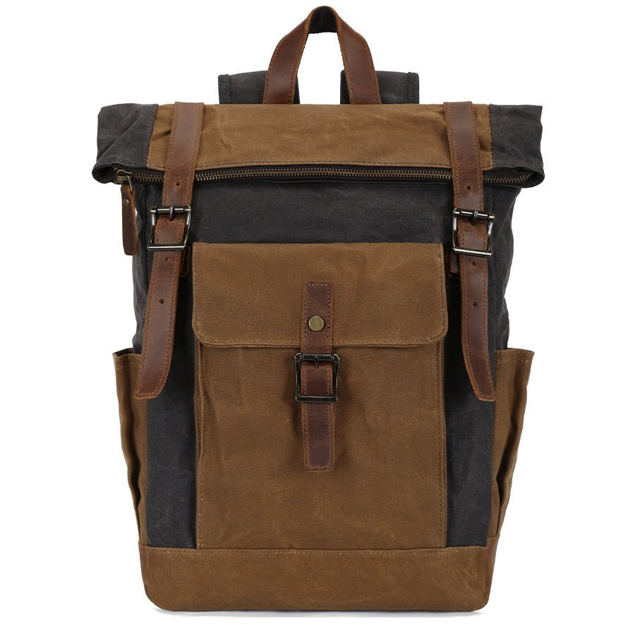 Men's Vintage Oil Wax Canvas Hiking Waterproof Crazy Bags
