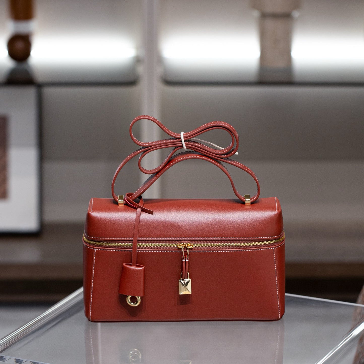 Genuine Leather Retro Cowhide Lunch Box Large Bags