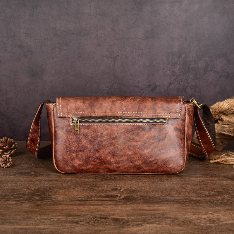 Men's Cool Vegetable Tanned Leather Retro Men's Messenger Bags