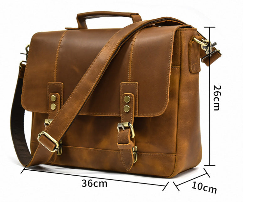 Men's Large Capacity Flip Top Layer Cowhide Men's Briefcases