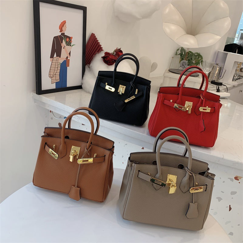 Fashion Classy Litchi Grain Latch Big Handbags