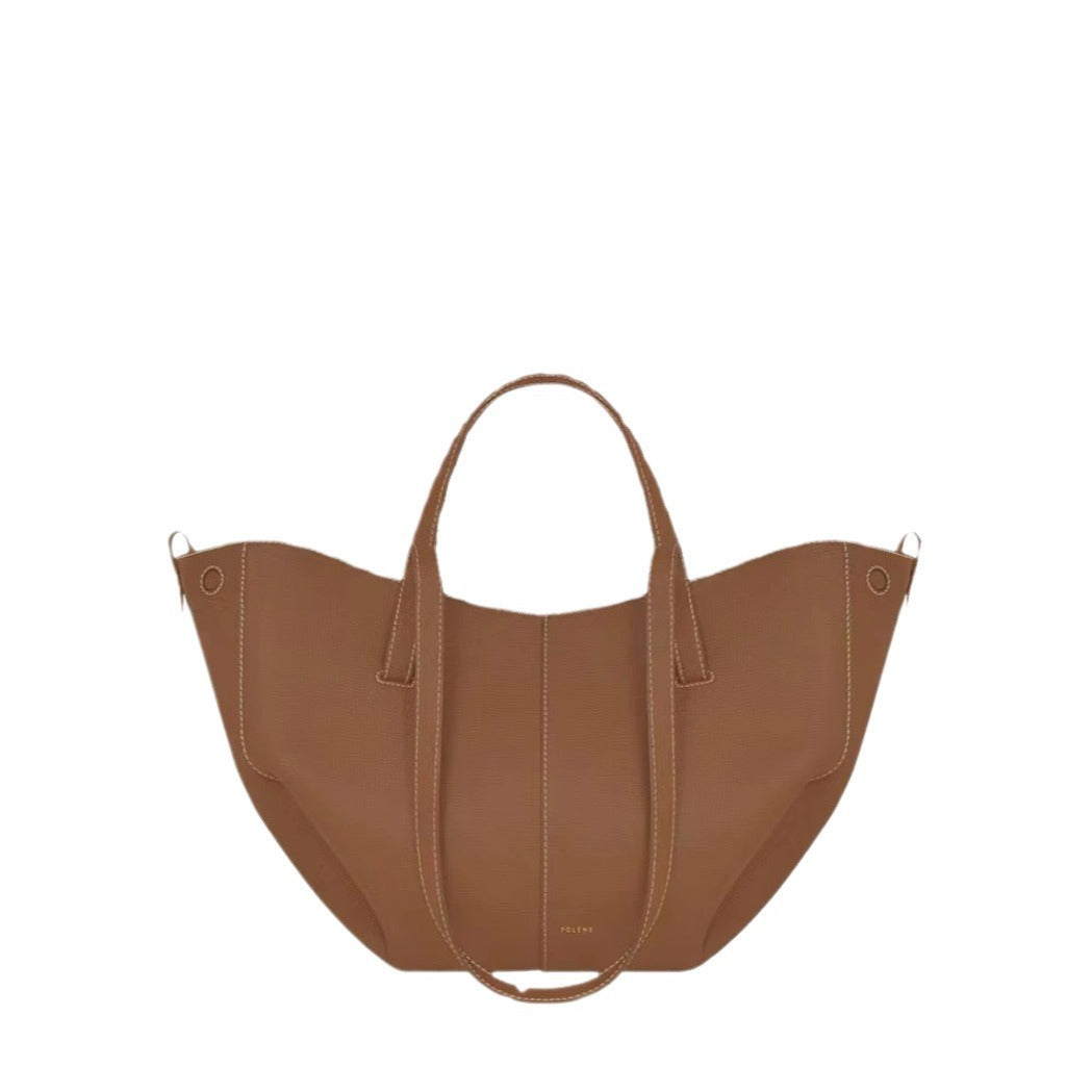 Women's French Cowhide Large Capacity Totes Pleated Shoulder Bags