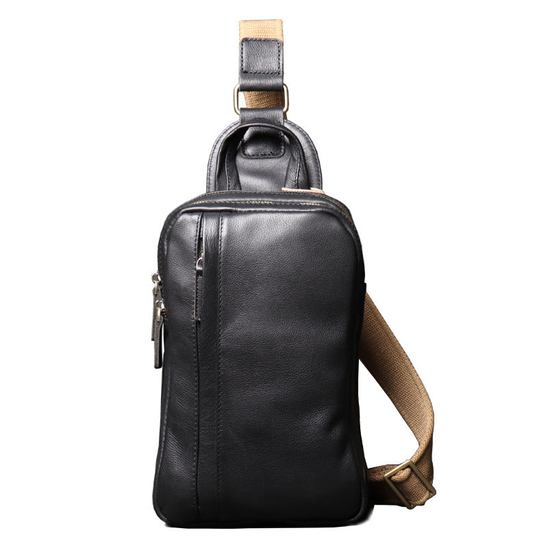 Women's & Men's & Trendy Cool Oil Leather Genuine Large Men's Chest Bags